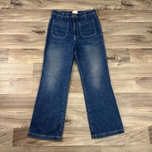 Doen Maritime Jeans Size 30 100% Cotton High Rise Patch Pocket Blue Jeans